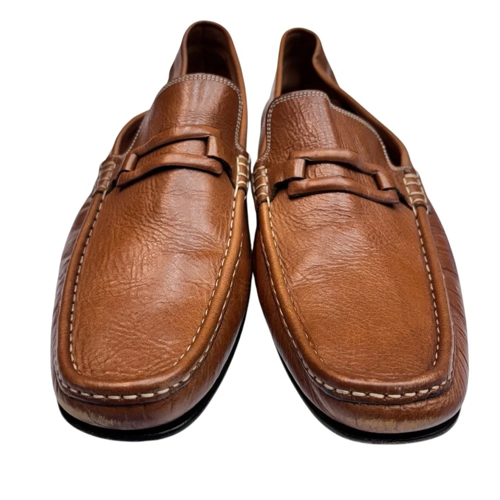 Donald Pliner Dione Men’s Loafers Tan Leather Sz 15